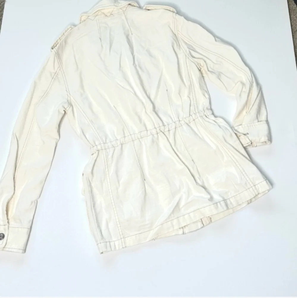 FREE PEOPLE Not Your Brother's Cream Utility Cotton Jacket In Ecru NWOT XS